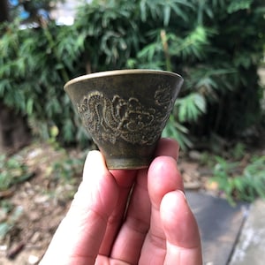 2 Pcs VTG Brass Copper relif Double dragon pattern buddhist  altar offering bowl Tibet Buddha Water Offering Vessel Offerings Tibetan MCT214