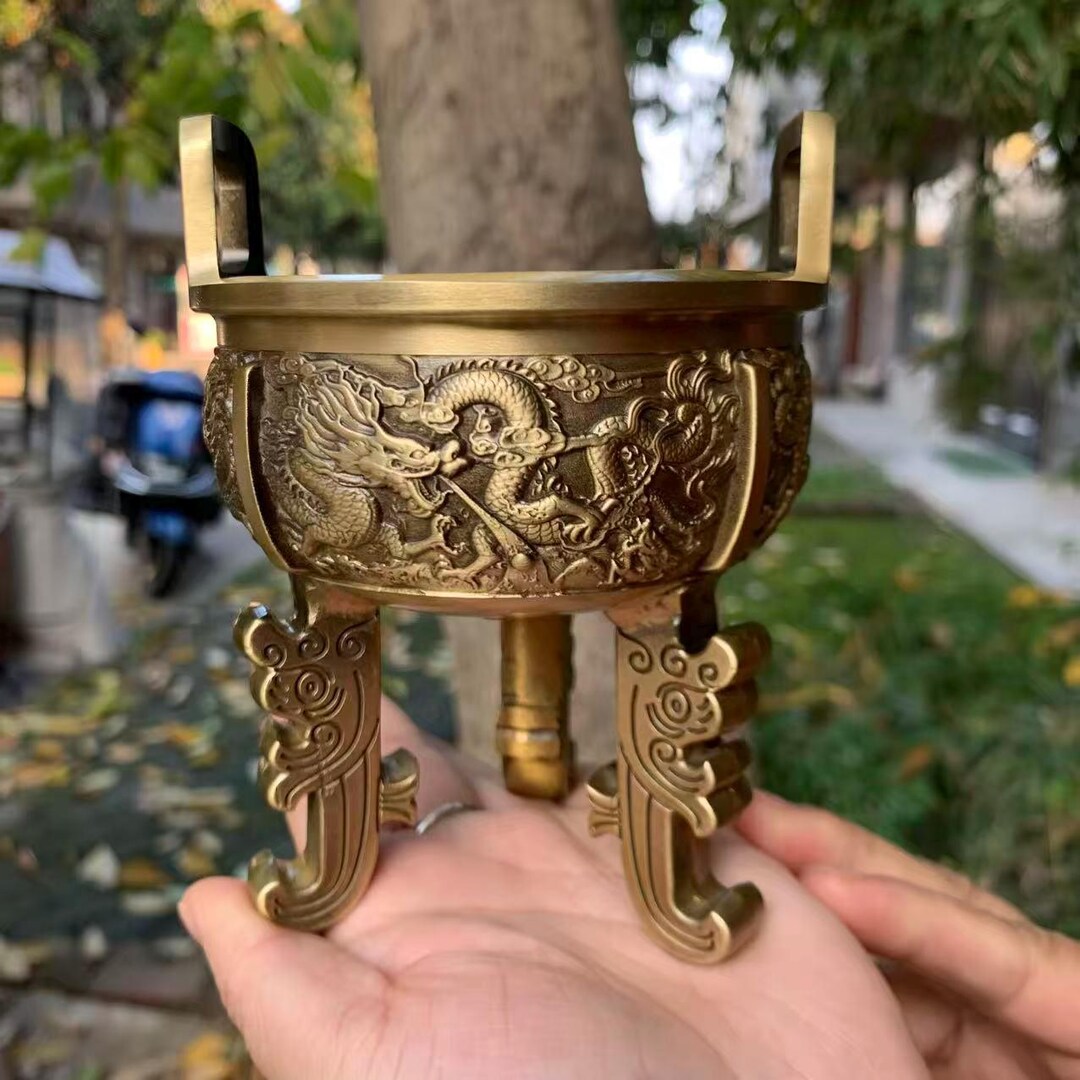 銅製三脚龍香炉（仏壇・繁栄祈願用） - Etsy 日本