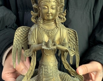 チベット古代銅製五蛇神観音菩薩像、蛇母観音菩薩像 仏教風水 DE0330