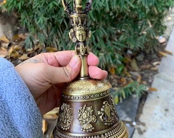 Cloche tibétaine à cinq branches pour vajra avec bol chantant rituel bouddhiste du Népal Cloche de prière