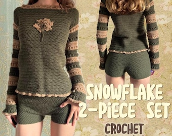 Snowflake Jumper & Shorts Crochet Pattern Set | Cozy Winter Two-Piece Lounge Set