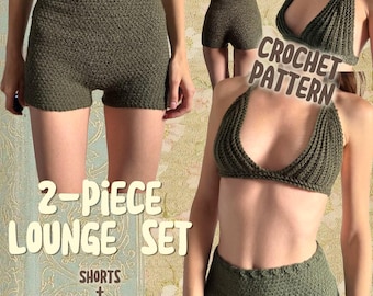 Crochet Lounge Set Pattern: Halter Top & Shorts (PDF Download)