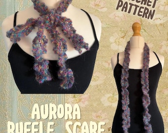 Aurora Ruffled Scarf Crochet Pattern: Lightweight Mohair PDF