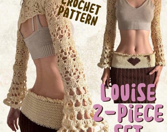 Crochet Bolero and Heart Skirt Pattern: 2-Piece Outfit (PDF Digital Download)