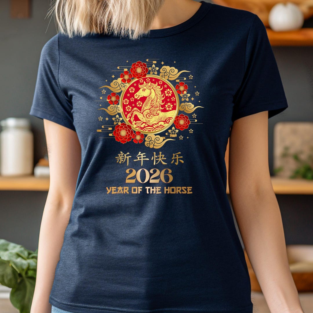 Year of the Horse Lunar New Year Tee: Fire Horse 2026 Shirt, Chinese ...