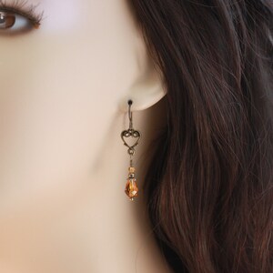 Niobium earrings : bronze Niobium and Topaz crystals, hypoallergenic earwires by EarthsOpulence