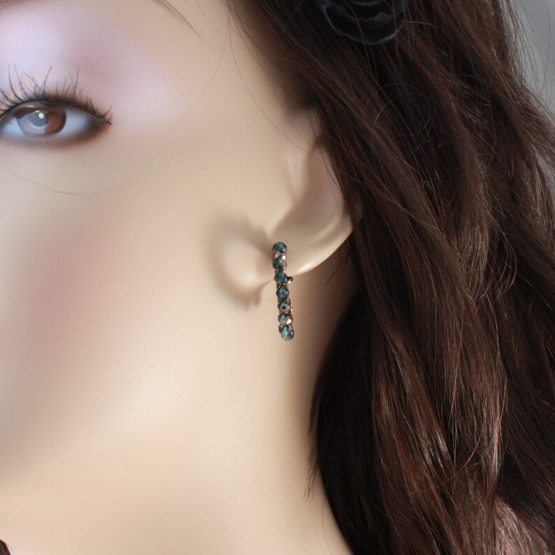 Clip on hoop earrings Capri Blue and Oiled Bronze Gunmetal non pierced