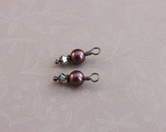 Dangles only - use with clip hoops or pierced hoops - Burgundy crystal pearls by EarthsOpulence