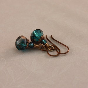 Brown Niobium earrings Two tone Capri Blue Oiled Bronze crystals by EarthsOpulence image 1