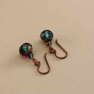 Brown Niobium earrings Two tone Capri Blue Oiled Bronze crystals by EarthsOpulence image 3