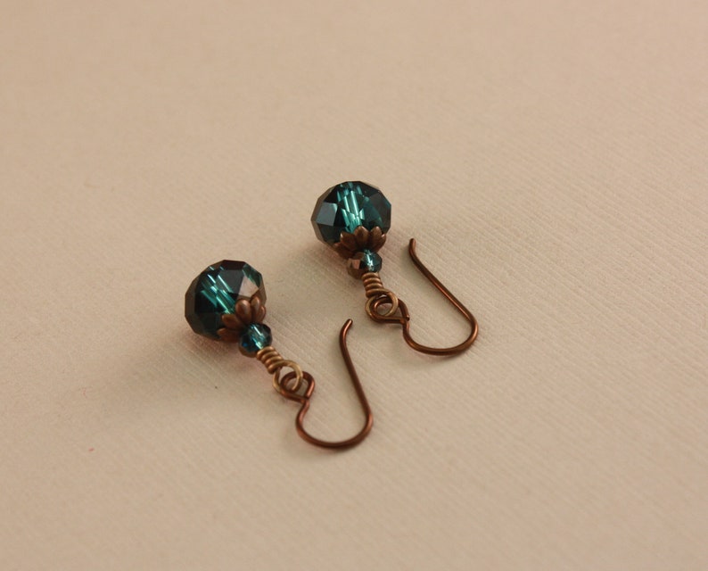 Brown Niobium earrings Two tone Capri Blue Oiled Bronze crystals by EarthsOpulence image 3