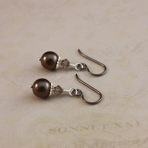 Niobium earrings, natural Niobium Brown and Greige by EarthsOpulence