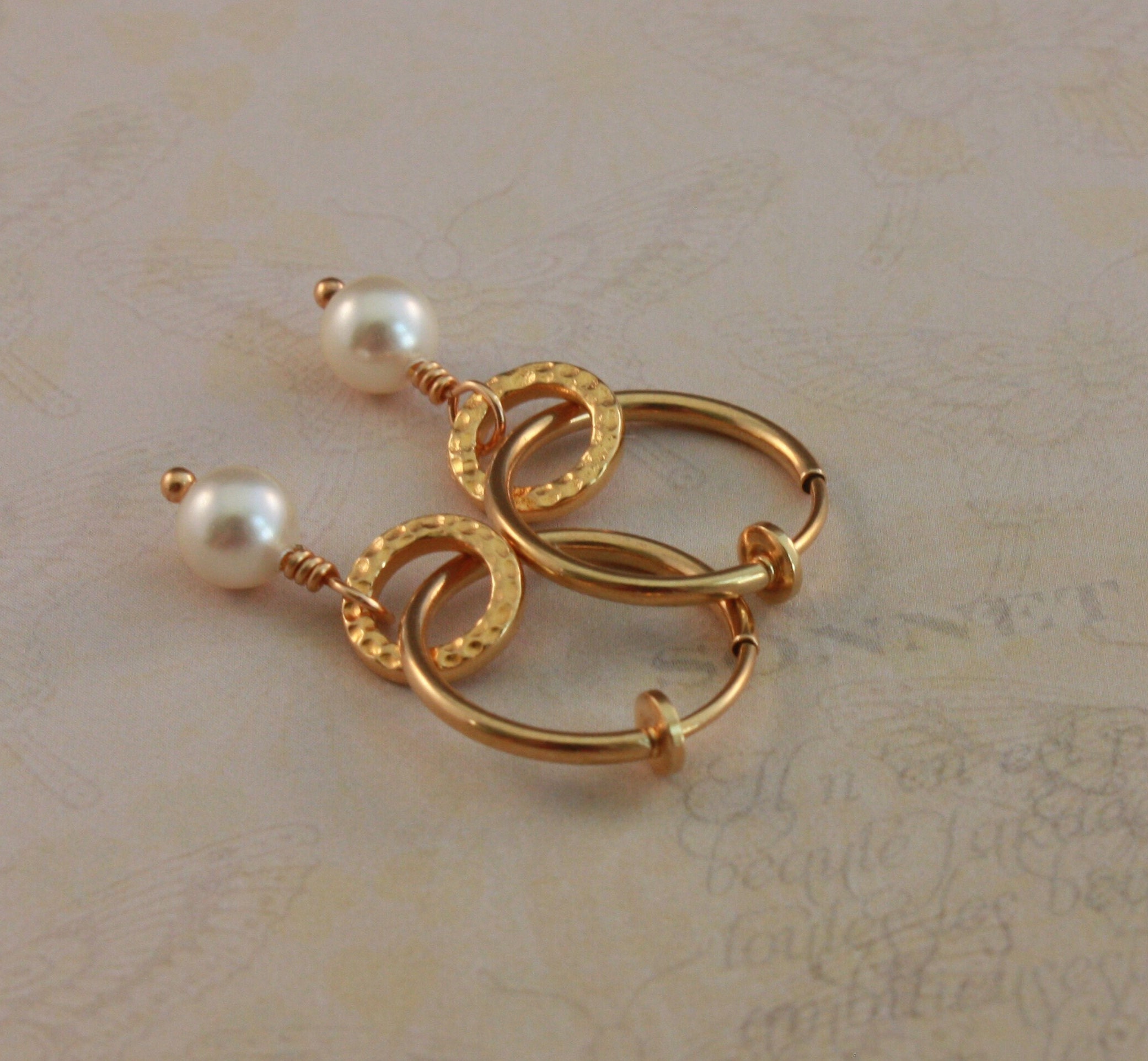 Bello London Gold Plated Clip-On Hoop Earrings With Clear Cubic Zirconia – Karina G