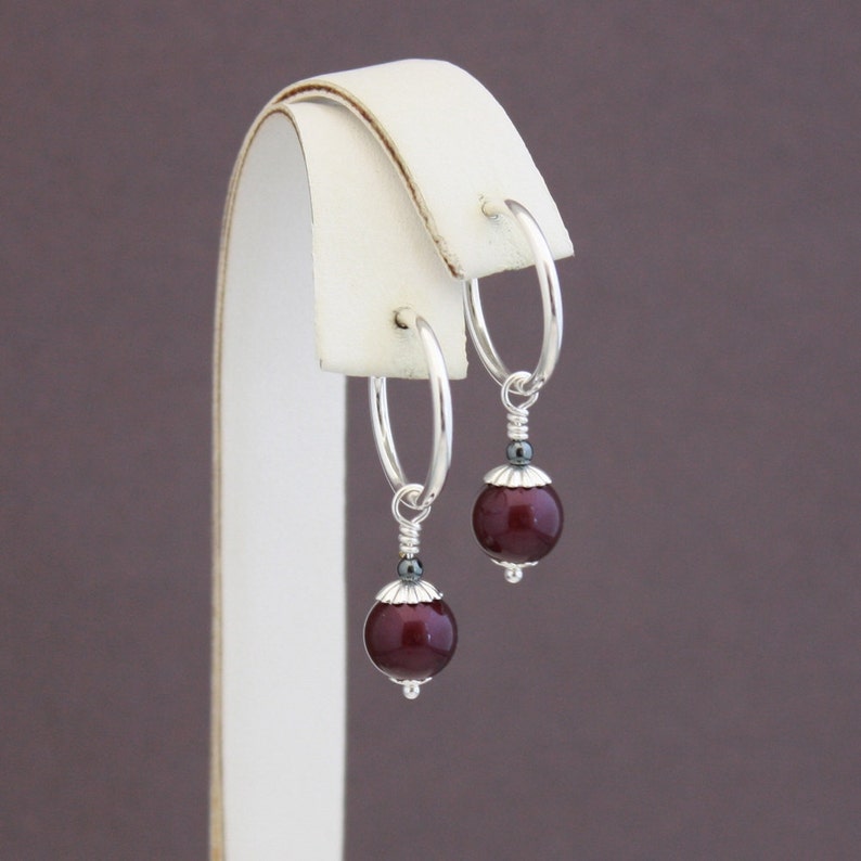 Clip hoop earrings Blackberry pearls and Hematite by EarthsOpulence