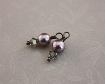 Dangles only - use with clip hoops or pierced hoops - Mauve pearls, by EarthsOpulence