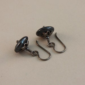 Niobium earrings, natural Niobium Hematite Czech glass Industrial by EarthsOpulence