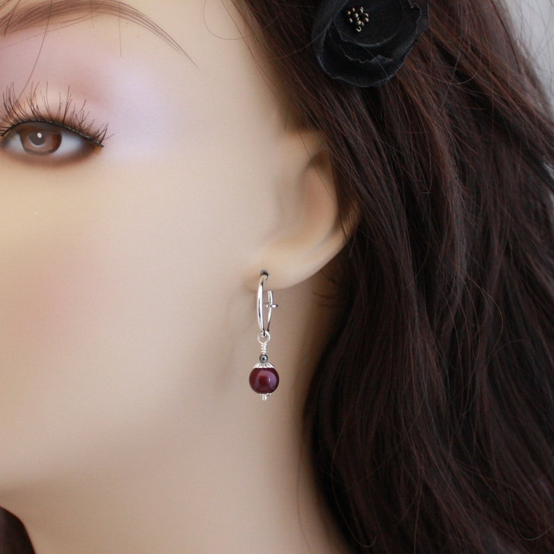 Clip hoop earrings Blackberry pearls and Hematite by EarthsOpulence