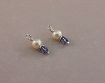 Dangles only - Cream pearls and lavender crystals by EarthsOpulence