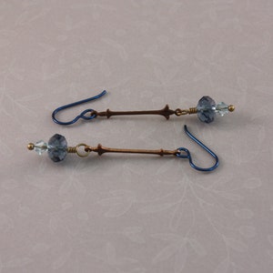 Niobium earrings Navy Niobium Vintaj Fleur de Lis natural brass Denim Blue by EarthsOpulence image 2