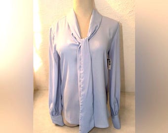 Ming Light Blue Tie Blouse Sz: 2 NWT!