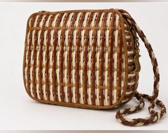 Vintage [Sharif] USA Handcrafted Woven Leather Crossbody Bag | Braided Strap