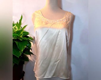 Ann Taylor Ivory 100% Silk Lined Camisole Blouse Sz: 6