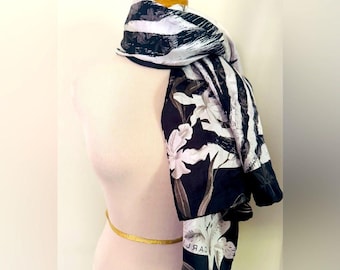 Carlisle Black and White Zebra Print Silk Scarf