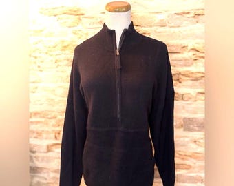 Naked Cashmere Black 100% Cashmere Half Zip Pullover Sweater Sz: M