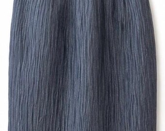 Gonna a tubino stropicciata blu e grigia vintage Paul-Louis Orrier, Made in France, taglia 2