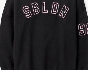 Sweaty Betty Black Spell Out SBLDN Longline Crewneck Sweatshirt Size Small