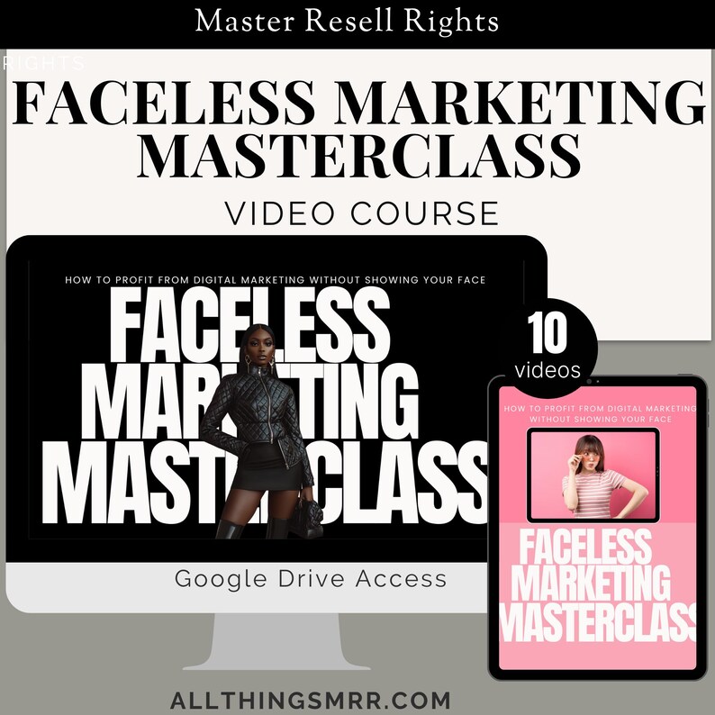 Faceless Digital Marketing Course With Master Resell Rights Internet Business Course Resell Rights Build & Monetize Your Anonymous Brand MRR