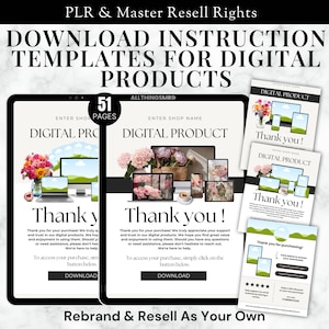 Descargar plantillas de instrucciones Productos digitales MRR Canva Plantilla de entrega personalizable DFY Producto digital Listado de Etsy Descargar plantilla