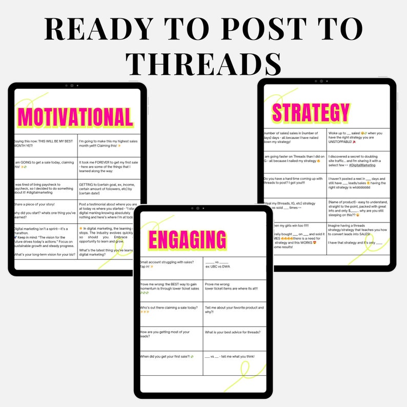 Threads Marketing MRR DFY Threads Captions with Bonus Content Increase Engagement on Threads with Pre-Made Captions Social Media Captions