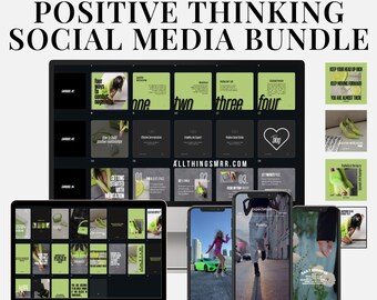Positive Thinking Social Media Templates: Canva Reels, Posts, Stories (MRR)