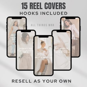 Reel Covers with Hooks Instagram Story Covers Reel Cover MRR Reel Cover Aesthetic Instagram Canva Templates Faceless Marketing MRR