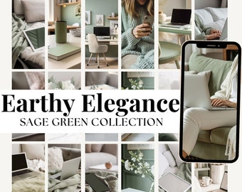 Sage Green Faceless Stock Photos: Marketing Images with MRR (Digital Download)