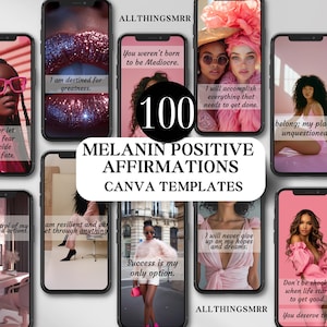 Melanin Faceless Instagram Stories MRR Pink IG Stories Positive Affirmations Melanin Pinterest Instagram Templates MRR