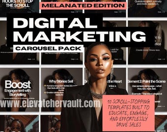 Digital Marketing Carousel Templates Canva Instagram Posts for Digital Product Sellers Melanated (PLR & MRR)