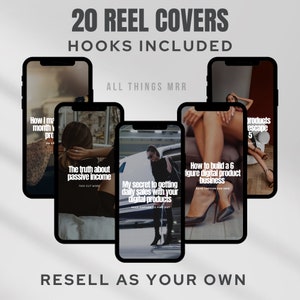 Instagram Story Covers Reel Cover MRR Reel Cover Aesthetic Instagram Canva Templates Faceless Marketing MRR Reel Covers with Hooks