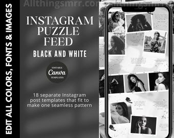 Instagram Puzzle Feed Template: Editable Canva Grid, PLR MRR (Digital Download