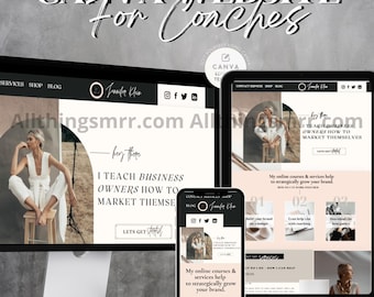 Canva Website Template for Coaches: Editable PLR/MRR Digital Product