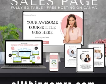 Editable Canva Website Template: Sales Page, PLR & MRR Rights (Digital Download)