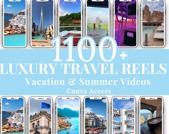 1100+ Luxury Travel Reels: Canva Instagram Video (MRR)