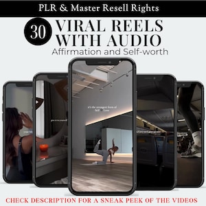 Motivationsrollen für Instagram Rollen Affirmationen Selbstwertrollen Digitales Marketing Gesichtsloses Instagram Canva Master Resell Right