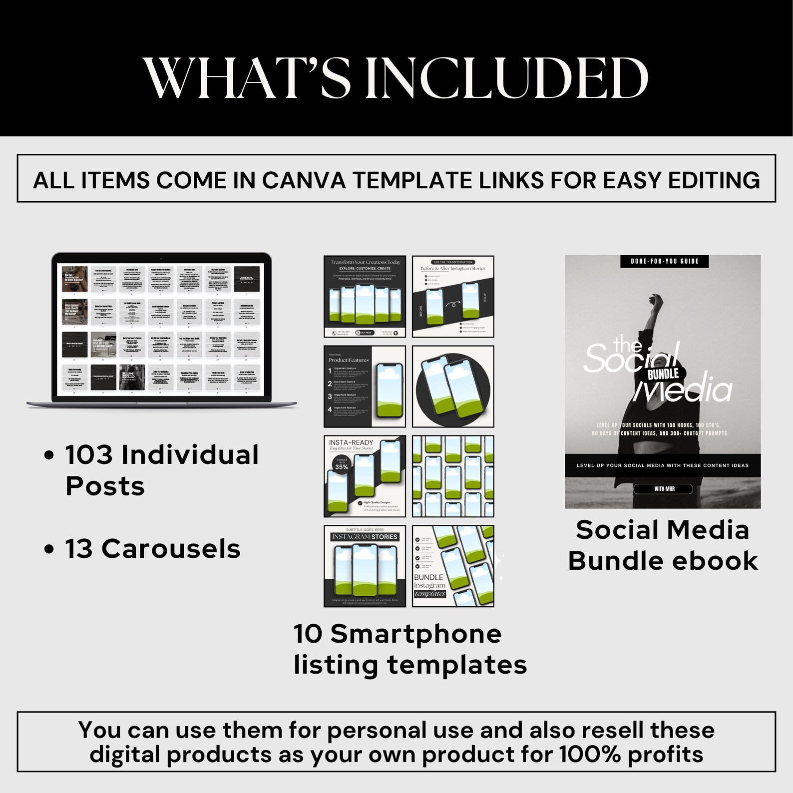 Instagram Carousel Templates: Social Media Marketing With MRR & PLR - Etsy