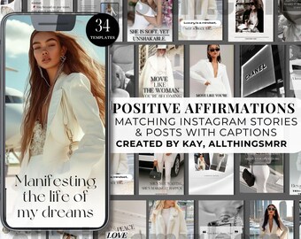 Self-Love Affirmation Instagram Posts: Daily Inspiration, Social Media Resell (Canva Template)