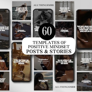 Positive Mindset Posts and Stories Master Resell Right Instagram Posts & Stories Template Boss Babe Faceless Instagram MRR Digitale Produkte