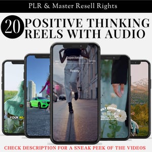 Rulli di pensiero positivo Rulli motivazionali per Instagram Rulli di autostima Marketing digitale Canva Master Resell Rights Instagram senza volto