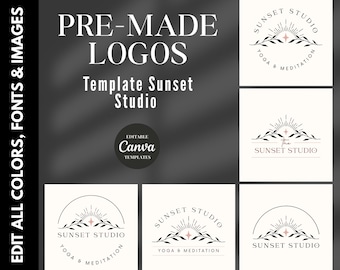 Minimalist Logo Design Kit: Editable Canva Templates for Yoga & Wellness (Digital Download)