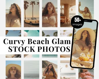 Plus Size Beach Stock Photos: Faceless Influencer Reels (MRR)